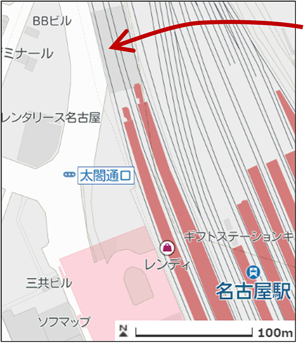 JR名古屋駅 太閤通口 バスバースB 周辺地図